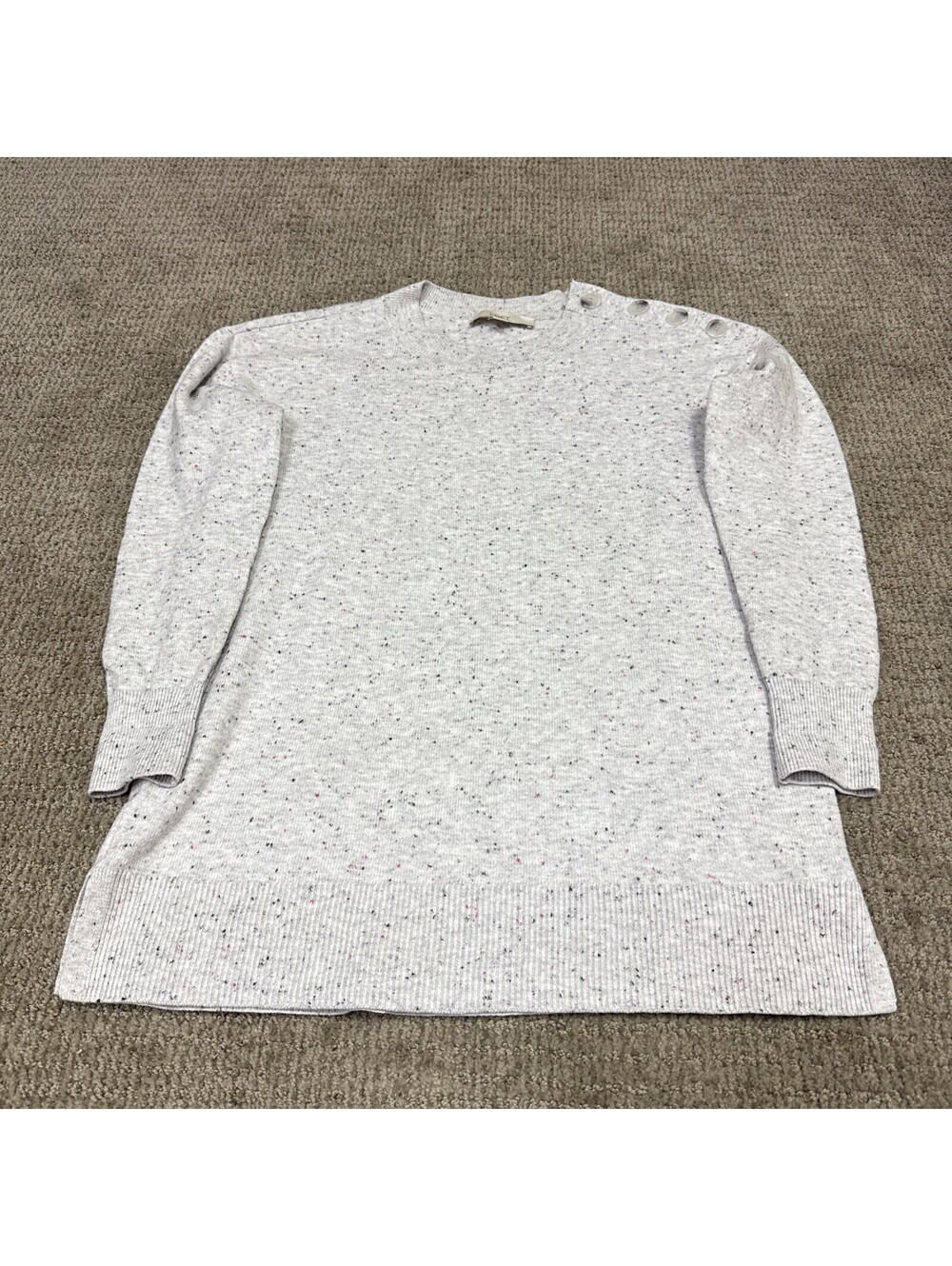 Loft Sweater Gray Speckled Long Sleeve Pullover Women’s Size XS